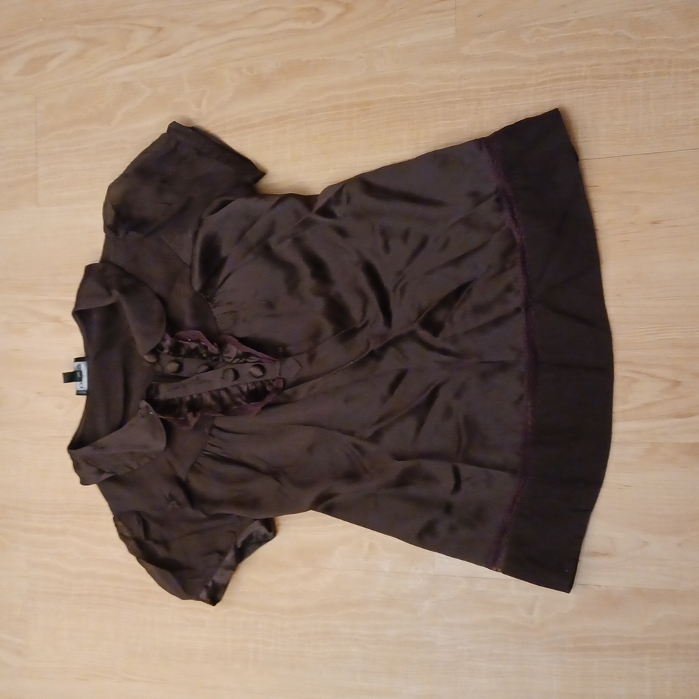 bebe Brown Blouse with Ruffle Detail